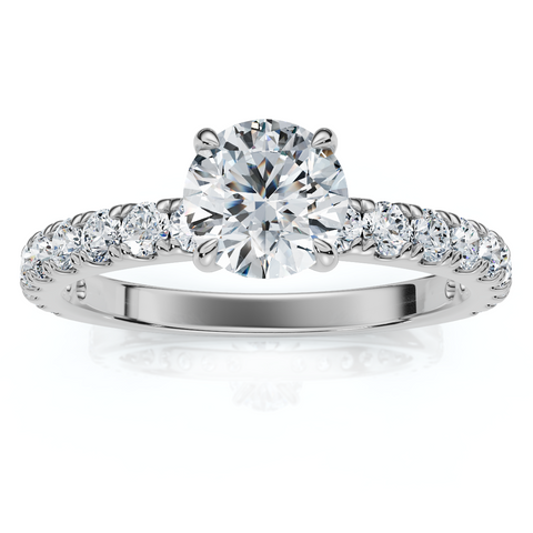 1Ct Pave Diamond Round Cut Engagement Ring Gold Lab Grown