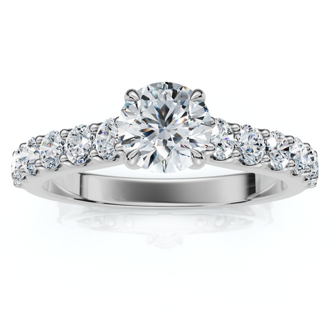 1Ct Pave Cathedral Diamond Engagement Ring 14k Gold Lab Grown