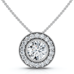 1 CT Beverly Halo Bezel Diamond Pendant in Gold