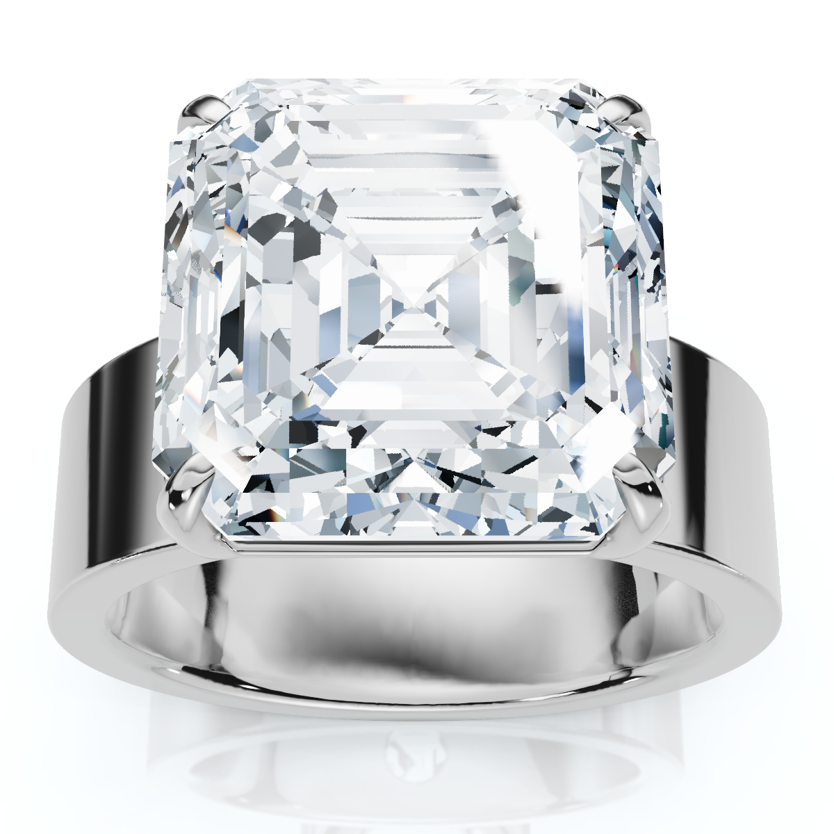 Certified 8Ct Asscher Cut Cigar Band Solitaire Diamond Engagement 