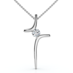 Diamond Cross Pendant Gold 18" Necklace 5/8" Tall Lab Grown