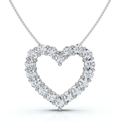 F/VS 4.00Ct Diamond Heart Pendant Gold Lab Grown 1 1/10" Tall 18" Necklace