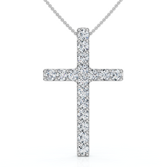 1Ct Diamond Cross Pendant 1 1/4" Tall Womens 14k Gold 18" Necklace Lab Grown