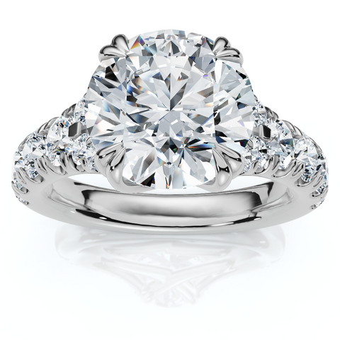 Certified 4Ct Vivian Diamond Engagement Round Diamond Ring 14k Gold Lab Grown