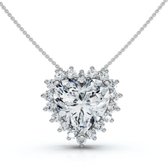 Certified 2 1/4Ct Heart Diamond Pendant 14k Gold 18" Necklace Lab Grown