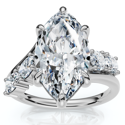 Certified 3 1/2Ct Marquise Diamond Montauk Engagement Ring 14k Gold Lab Grown