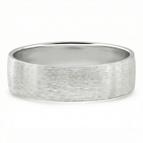 Men's Brushed Wedding Band 14k Gold or Platinum