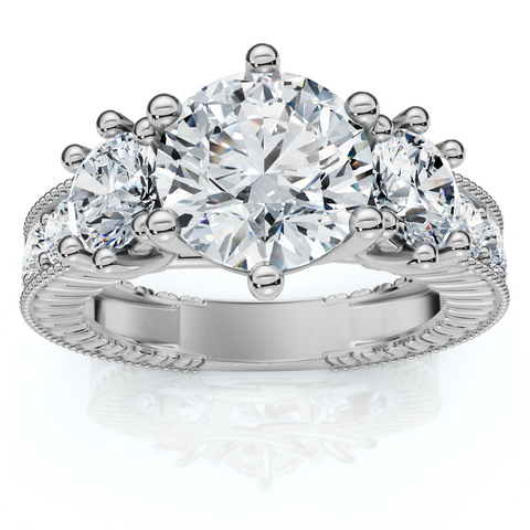 Certified 3 1/2Ct Elizabeth Diamond Engagement Vintage Ring 14k Gold Lab Grown