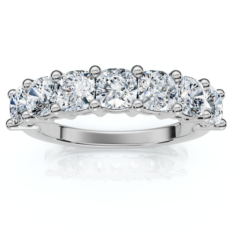 1 3/8Ct Cushion Cut Seven Stone Wedding Ring 14k Gold Lab Grown
