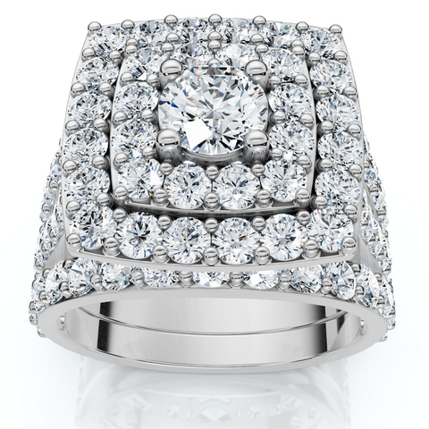 3Ct Cushion Halo Diamond Engagement Wedding Ring Set Lab Grown 10k