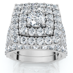 3Ct Cushion Halo Diamond Engagement Wedding Ring Set Lab Grown 10k
