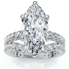 Certified 4 1/2Ct Marquise Diamond Wedding Engagement Ring Set 14k Gold Lab Grow