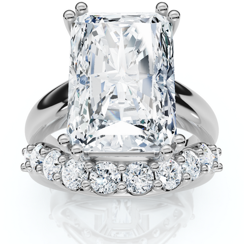 Certified 8Ct Radiant Cut Diamond Engagement Ring Set 14k Gold Lab Grown