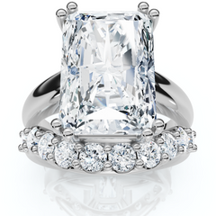 Certified 8Ct Radiant Cut Diamond Engagement Ring Set 14k Gold Lab Grown