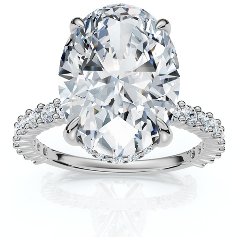 Certified 4 1/2Ct Hidden Halo Diamond Engagement Ring 14k Gold Lab Grown