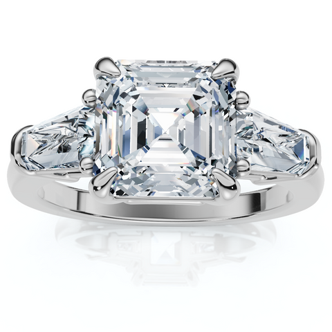 Certified 2 1/2Ct Paulina Asscher Dut Diamond Engagement Ring 14k Gold Lab Grown