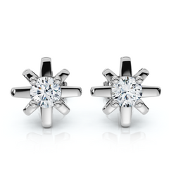 1/3Ct Diamond Starburst Diamond Studs 14k Gold Lab Grown Earrings 1/3" Wide