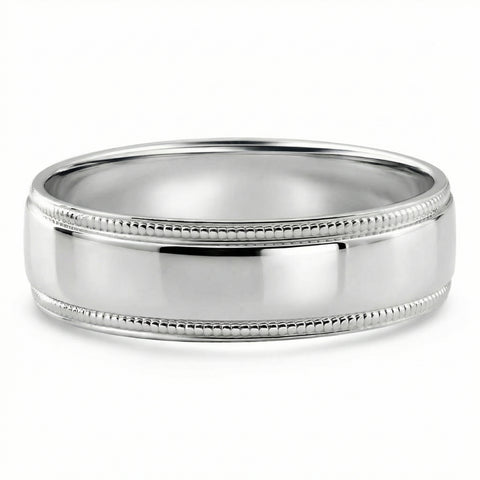 Men's Milgrain Polished Wedding Band 14k Gold or Platinum Ring