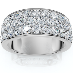 1 1/2Ct Pave 3-Row Diamond Wedding Anniversary Ring 10k Gold Lab Grown