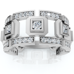 1 1/4Ct Diamond Ring Men's Lab Grown Wedding Band in 10k White or Yellow Gold