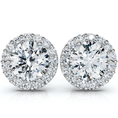 2 1/2Ct Diamond 14k Gold Lab Grown Halo Earrings