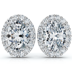 2 1/2Ct Oval Diamond 14k Gold Lab Grown Halo Earrings
