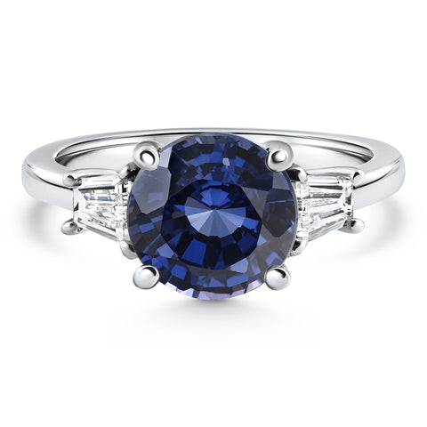 4 3/4Ct Blue Sapphire & Diamond Engagement Anniversary Ring Gold Lab Grown