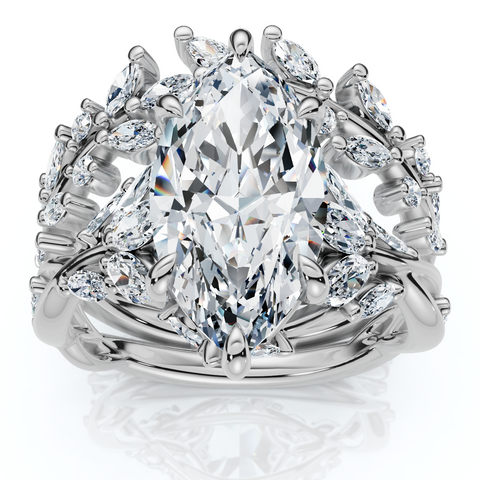 Certified 4ct Vinea Marquise Diamond Engagement Ring Set 14k Gold Lab Grown