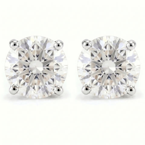 Round Four Prong Natural Diamond Studs 14k Gold