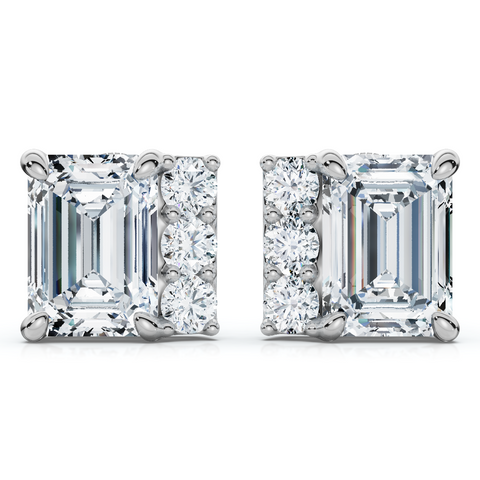 2 1/3Ct Emerald Cut Diamond Eloise Studs 14k Gold Earrings Lab Grown