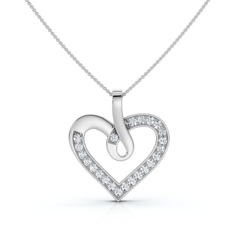 1/4Ct Diamond Curve Heart Shape Pendant Necklace in White, Yellow, or Rose Gold