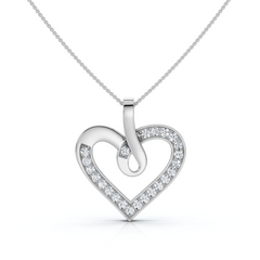 1/4Ct Diamond Curve Heart Shape Pendant Necklace in White, Yellow, or Rose Gold