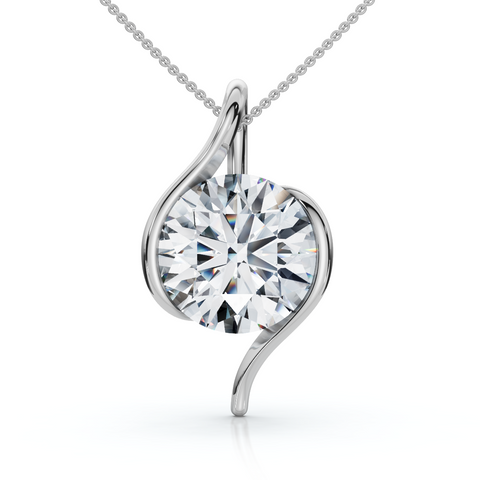 Certified 3Ct Diamond Molly Pendant 14k Gold Necklace 18" Lab Grown