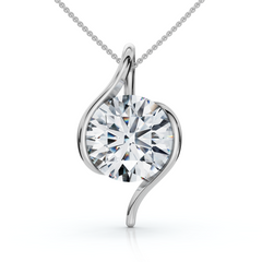 Certified 3Ct Diamond Molly Pendant 14k Gold Necklace 18" Lab Grown