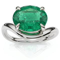 Certified 2.60Ct Emerald Oval Silhouette Ring 14k Gold Lab Grown