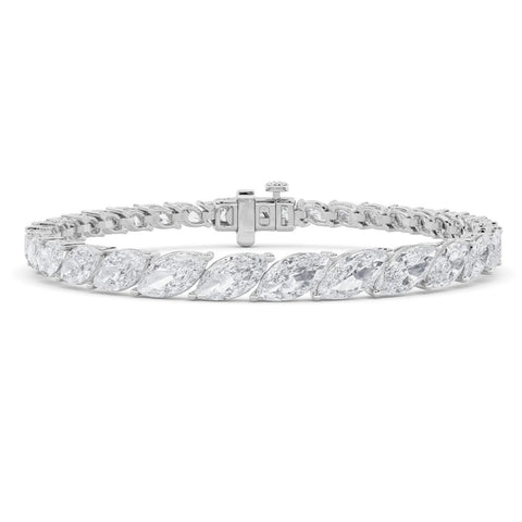 13Ct Marquise Diamond Tennis Bracelet 14k Gold Lab Grown 7"