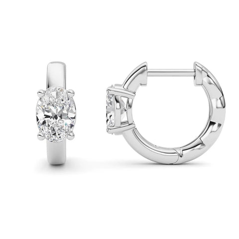 2Ct TW Oval Diamond Hoops 14k Gold Lab Grown Huggie Earrings