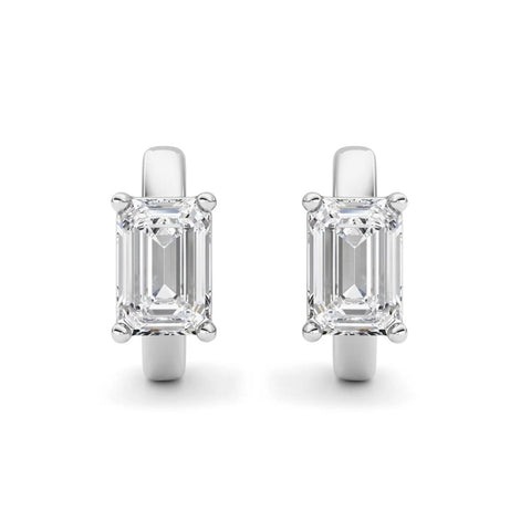 2Ct TW Emerald Diamond Hoops 14k Gold Lab Grown Huggie Earrings