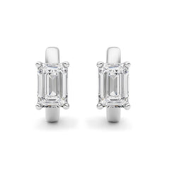 2Ct TW Emerald Diamond Hoops 14k Gold Lab Grown Huggie Earrings