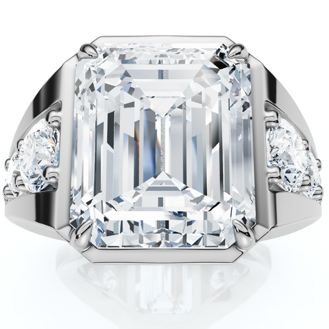 Certified 8Ct Men's Mike Emerald Diamond Anniversary Ring Gold Lab Grown