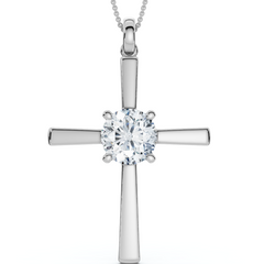 1Ct Diamond Cross Gold 18" Necklace Lab Grown 30mm Tall