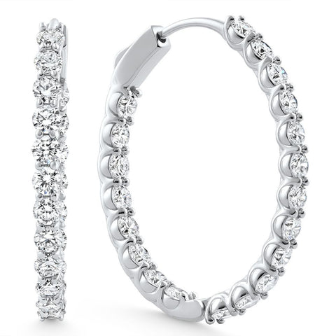 4Ct Diamond Hoops 14k Gold Women's Lab Grown Earrings 30mm Tall
