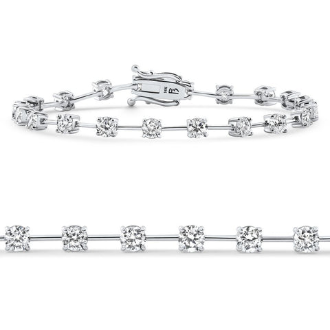 5Ct Spaced Diamond Tennis Bracelet 14k Gold Lab Grown 7"