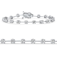 5Ct Spaced Diamond Tennis Bracelet 14k Gold Lab Grown 7"