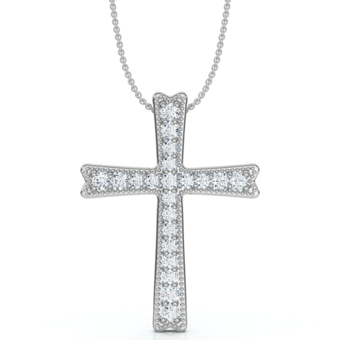 0.20 CTW Round Lab Diamond Cross Pendant Charm 14K Gold Religious Jewelry