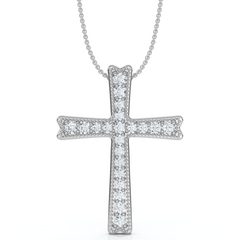 0.20 CTW Round Lab Diamond Cross Pendant Charm 14K Gold Religious Jewelry