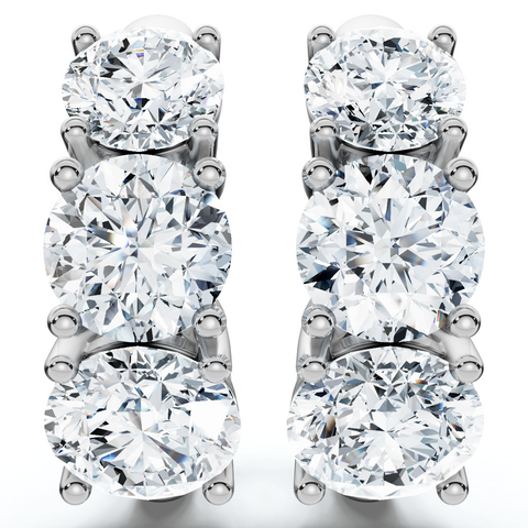 4.20Ct Diamond Hoops 14k Gold Lab Grown 3/4" Tall