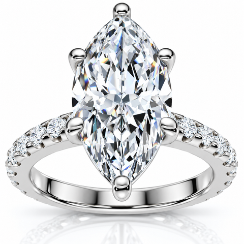 Certified 3.40Ct Marquise Diamond Engagement Ring 14k Gold Lab Grown