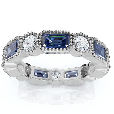 2 1/2 CTW Round & Emerald Sapphire Cut Lab Diamond Eternity Band 14K Gold