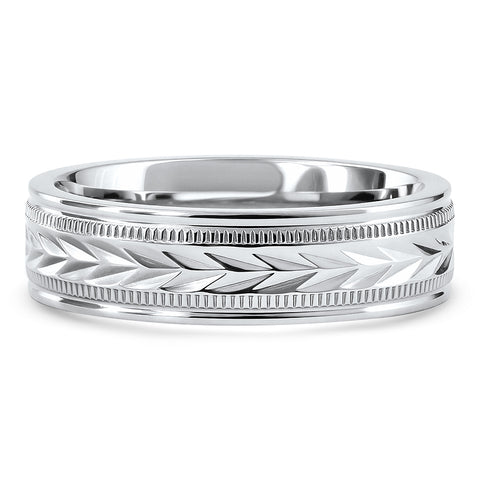 Men's 6.5MM Tristen Titainum Carved Ring Comfort Fit Wedding Band
